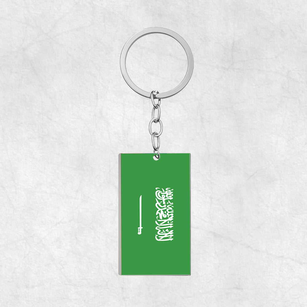 Saudi Arabia Flag Designed Stainless Steel Flag Key Chains (Double Side)