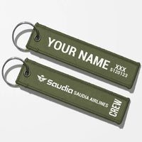 Thumbnail for Saudi Arabian Airlines Crew & Staff Tag Key Chains - Green Army - Crew + Name