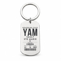 Thumbnail for Sault Ste Marie Airport YAM - Key Chain - Boarding Pass Style - Silver