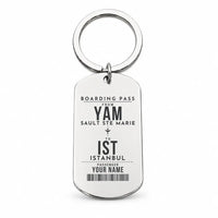 Thumbnail for Sault Ste Marie Airport YAM - Key Chain - Customizable Boarding Pass - Silver