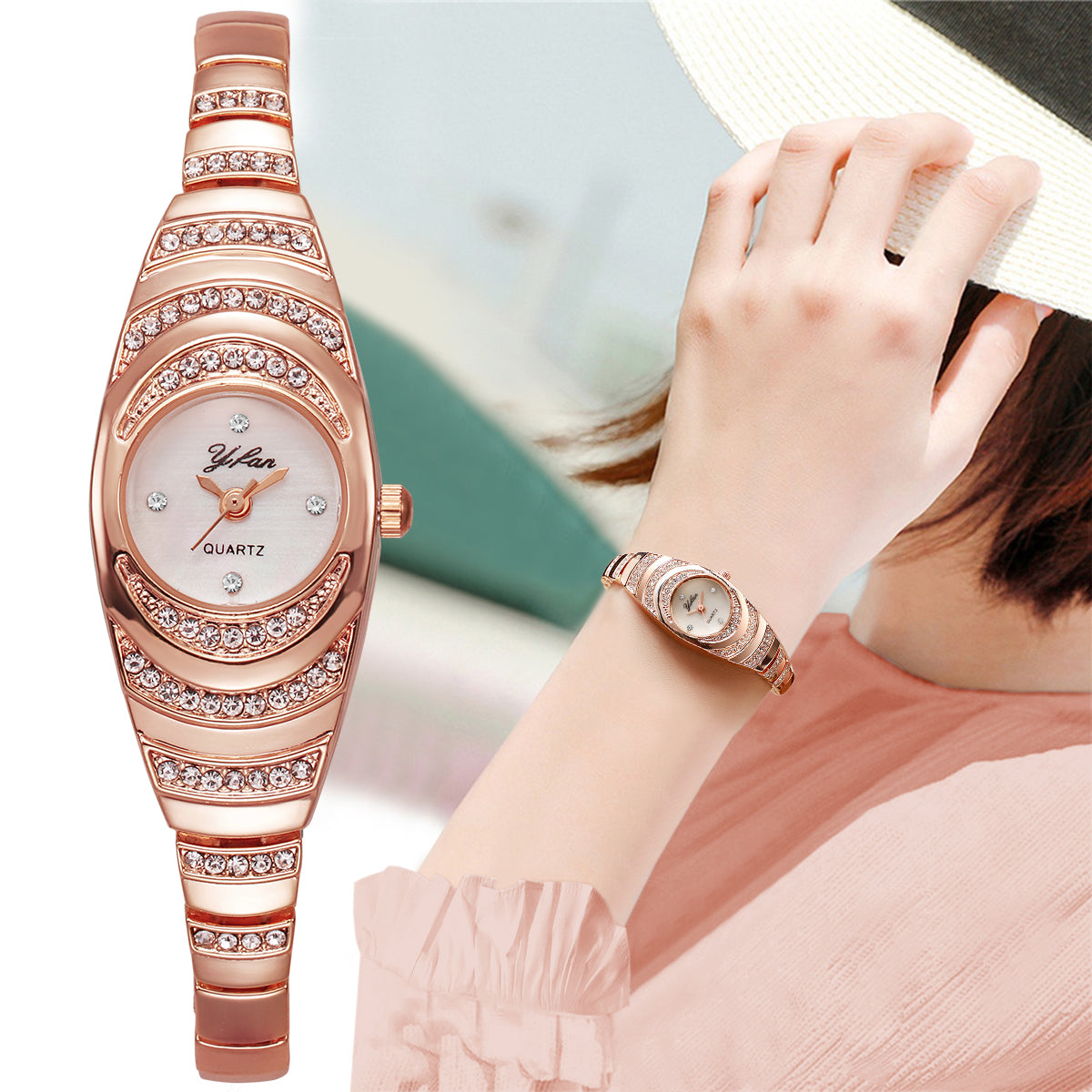 Elegant Women Watches Fashion Rhinestone Ladies Quartz Watch Bracelet Wristwatches