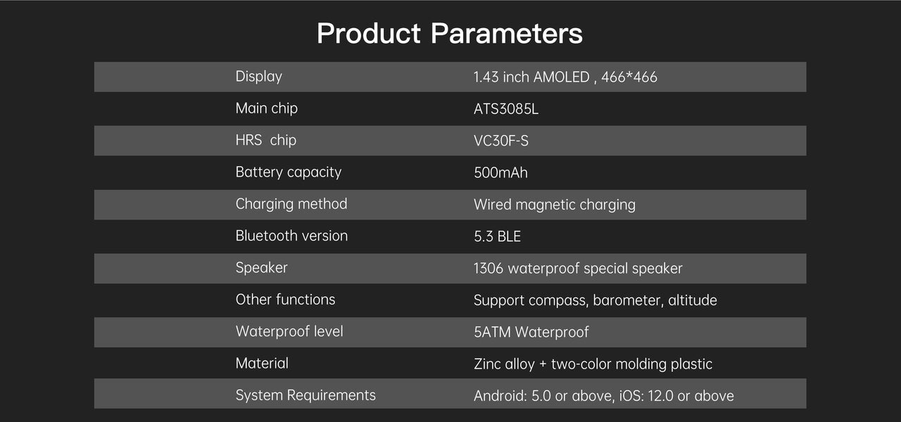 DM58: GPS Smart Watch with 1.43" AMOLED, Multi-Satellite Compatibility (GLONASS/BDS) & 5ATM Waterproof Design