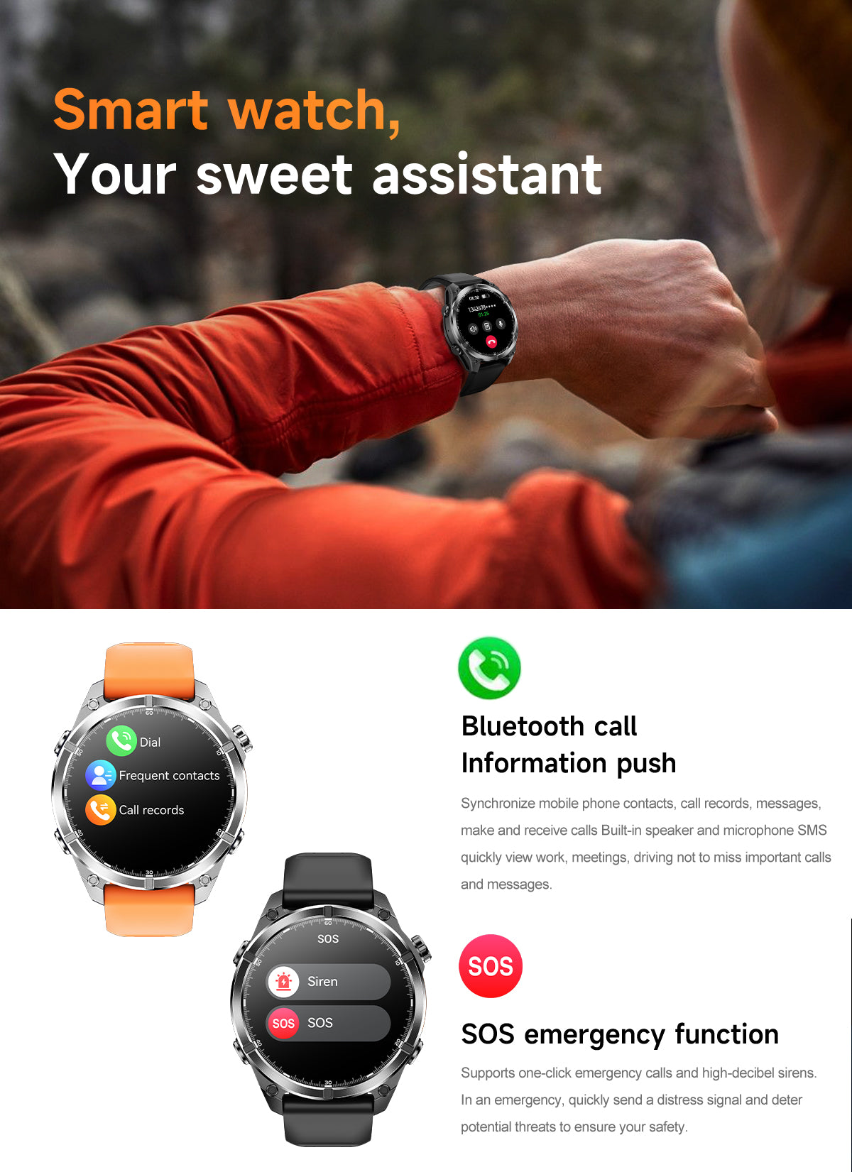 HD300 Sports Smart Watch: 1.43" HD AMOLED, GPS Tracking, Bluetooth Call, 5ATM Waterproof