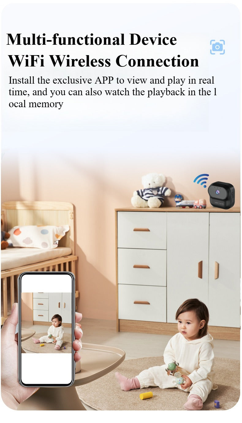 1080P HD Mini Camcorder (Pet/Vlog) with WiFi, Motion Detection, Magnetic Adsorption