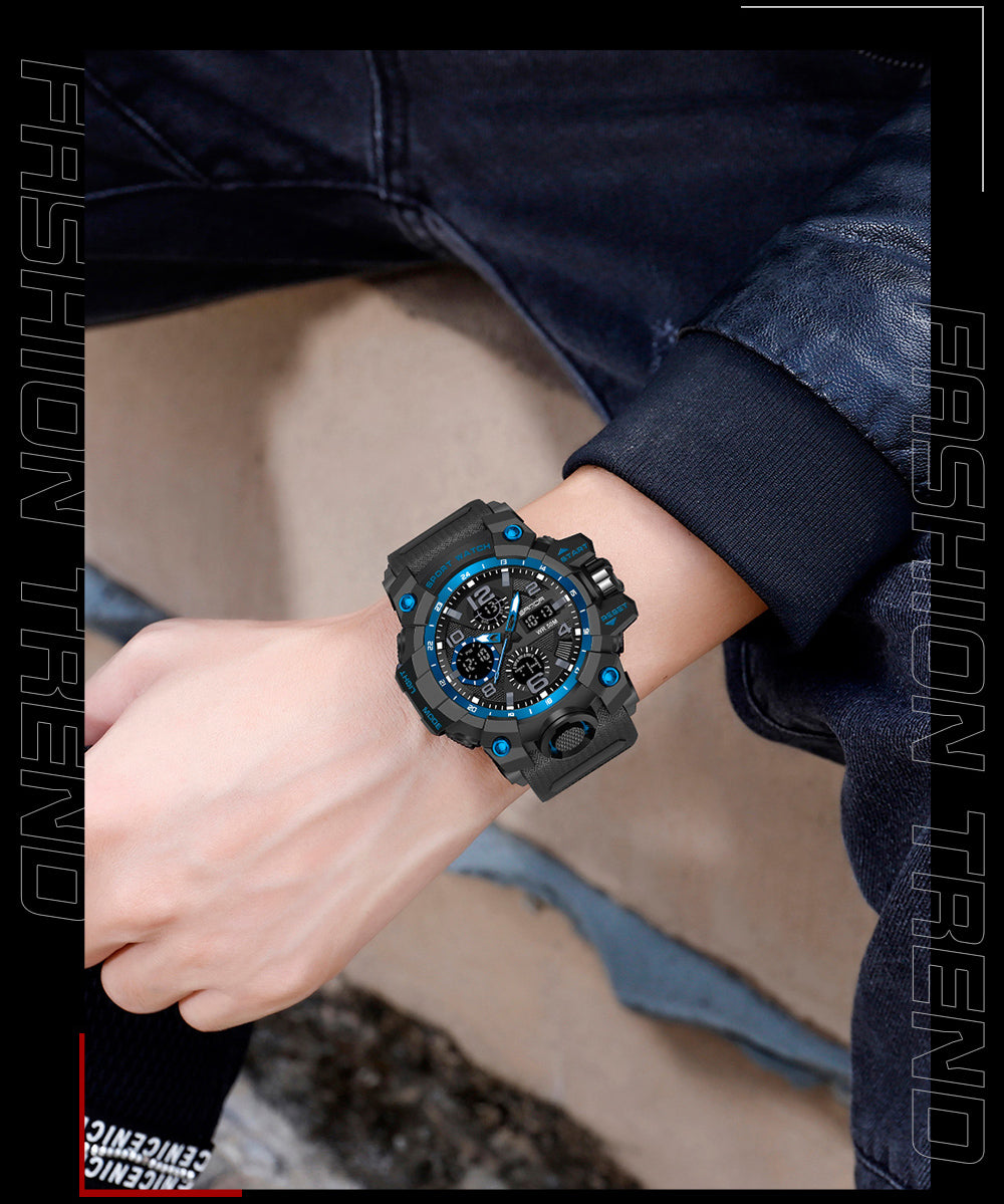 Military Men's Watches Waterproof Dual Display Quartz