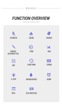 Thumbnail for Pedometer Countdown Sport Digital Men 50M Waterproof Calendar Calorie Wristwatch