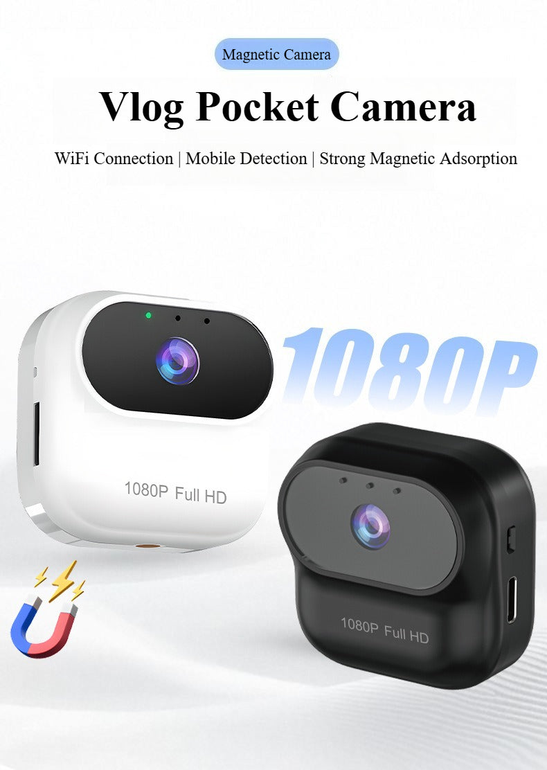 1080P HD Mini Camcorder (Pet/Vlog) with WiFi, Motion Detection, Magnetic Adsorption