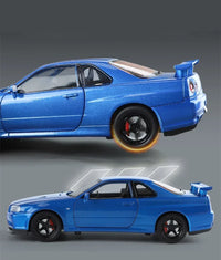 Thumbnail for 1:24 Nissan Skyline Ares GTR R34 Alloy Sports Car Model Diecasts Metal Racing Car Vehicles Model Sound and Light