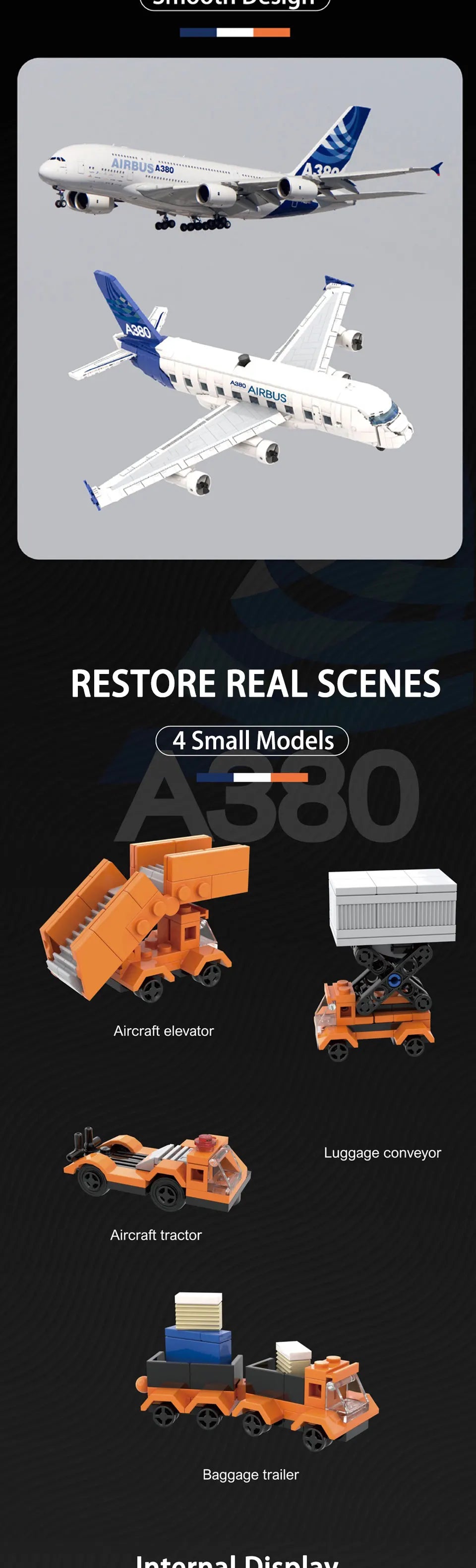 City Passenger Plane Building Blocks A1380 Dreamliner Airbus Transport Airliner Model