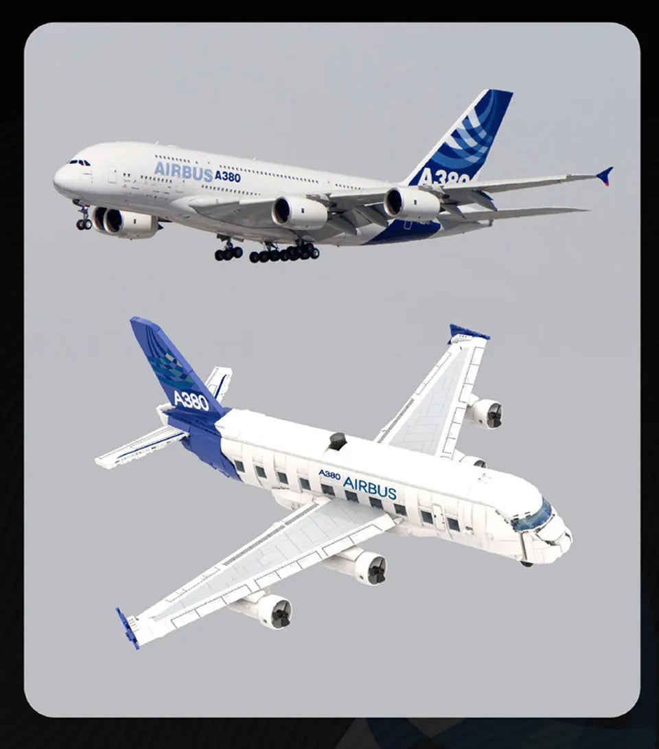 City Passenger Plane Building Blocks A1380 Dreamliner Airbus Transport Airliner Model