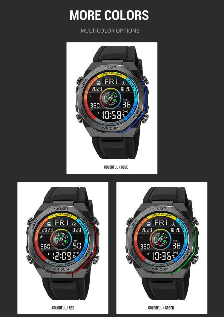 Pedometer Countdown Sport Digital Men 50M Waterproof Calendar Calorie Wristwatch