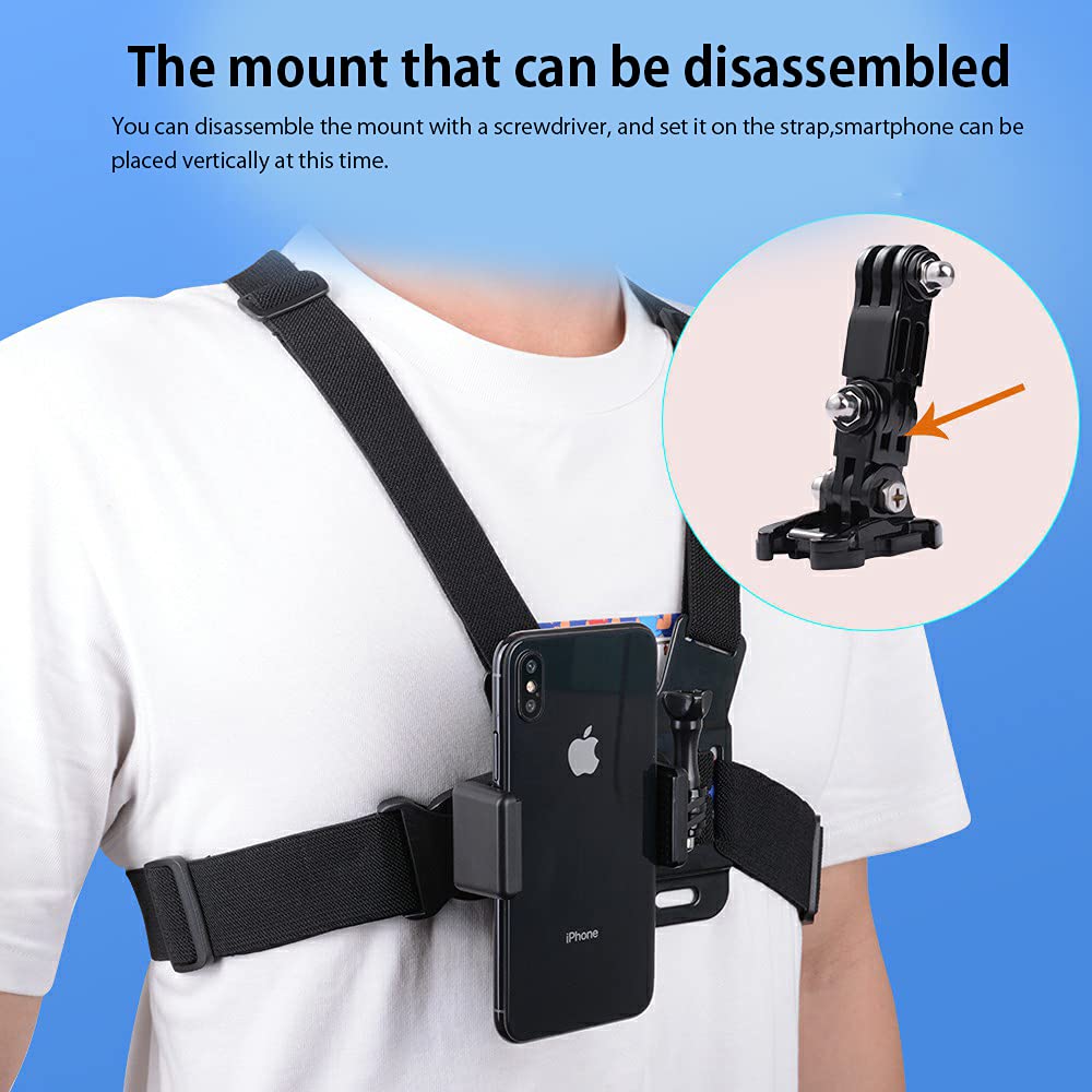 Anti-Slide 360° Rotary Mobile Phone Chest Strap Holder (for Video Recording & Camera Harness)
