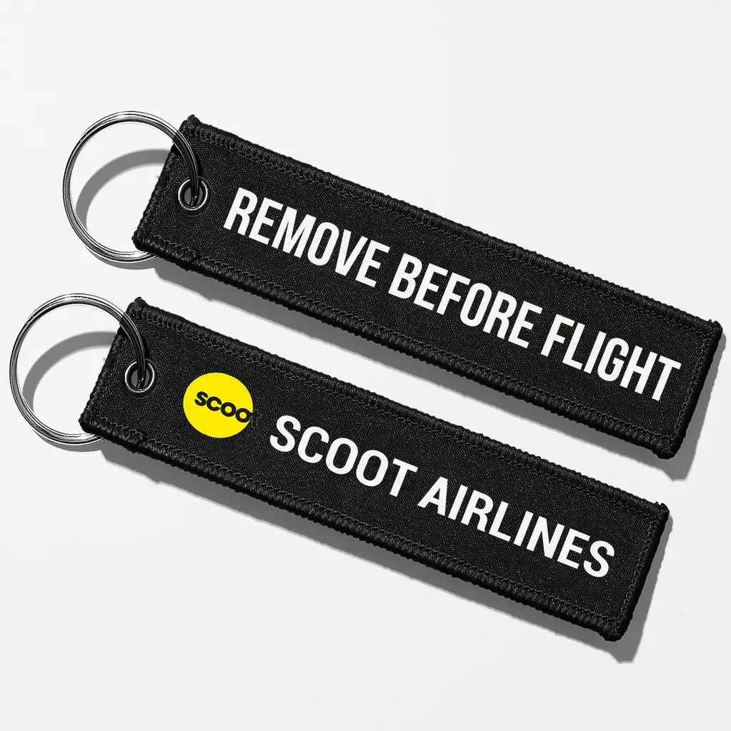 Scoot Airlines Crew & Staff Tag Key Chains - Black - Remove Before Flight