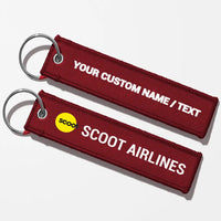 Thumbnail for Scoot Airlines Crew & Staff Tag Key Chains - Dark Red - Personalized
