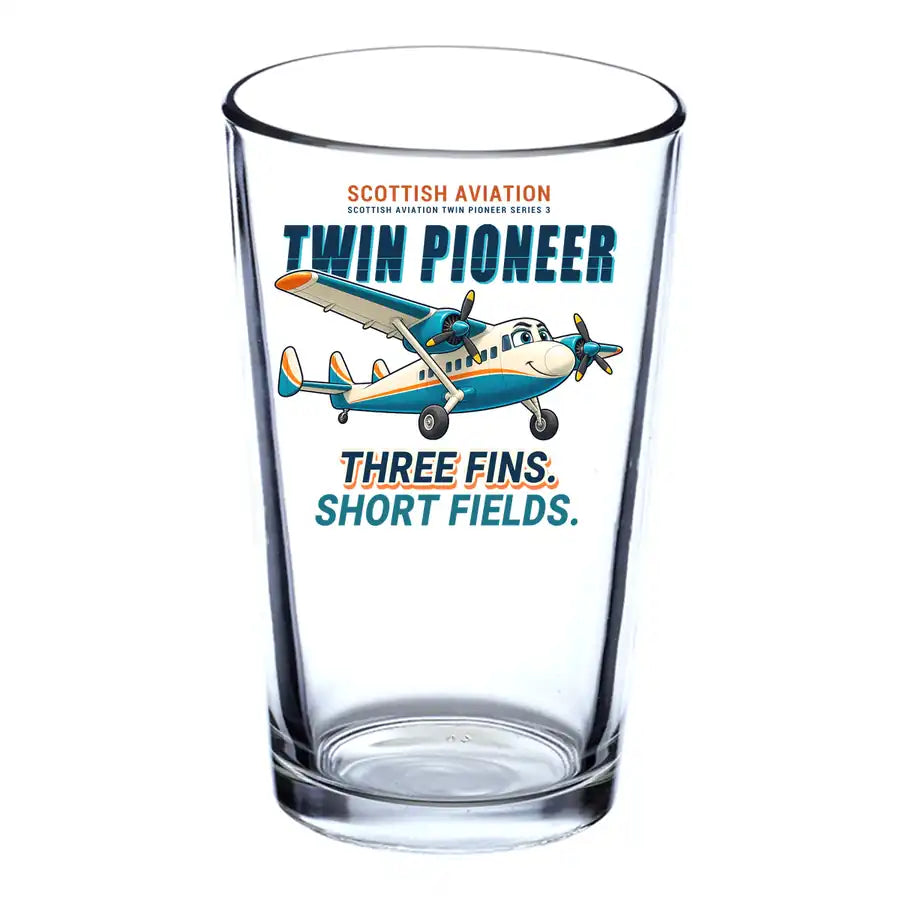 Scottish Aviation Twin Pioneer Series 3 - Cartoon - Beer & Water Glass