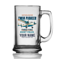Thumbnail for Scottish Aviation Twin Pioneer Series 3 - Cartoon + Name - Beer Glass with Holder
