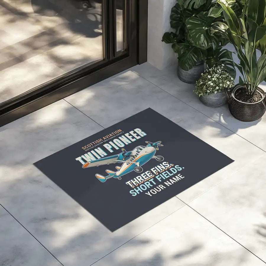 Scottish Aviation Twin Pioneer Series 3 - Cartoon + Name - Door Mat