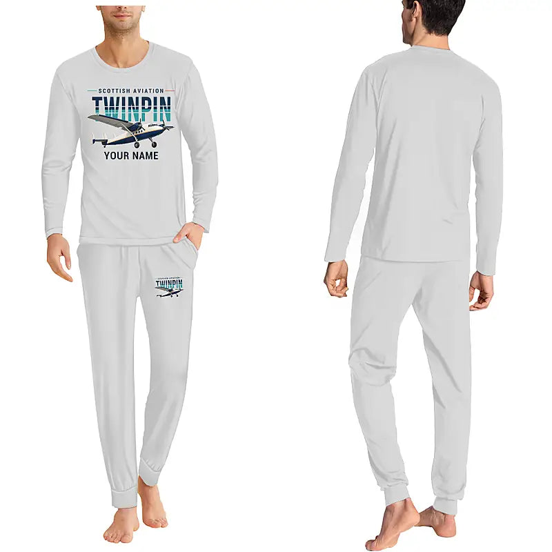Scottish Aviation Twin Pioneer Series 3 - Men Pajamas - Original Chest + Name - Light Gray