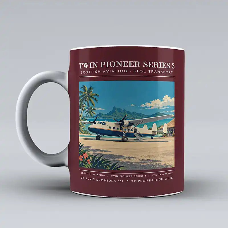 Scottish Aviation Twin Pioneer Series 3 - Poster - Mug - Dark Red