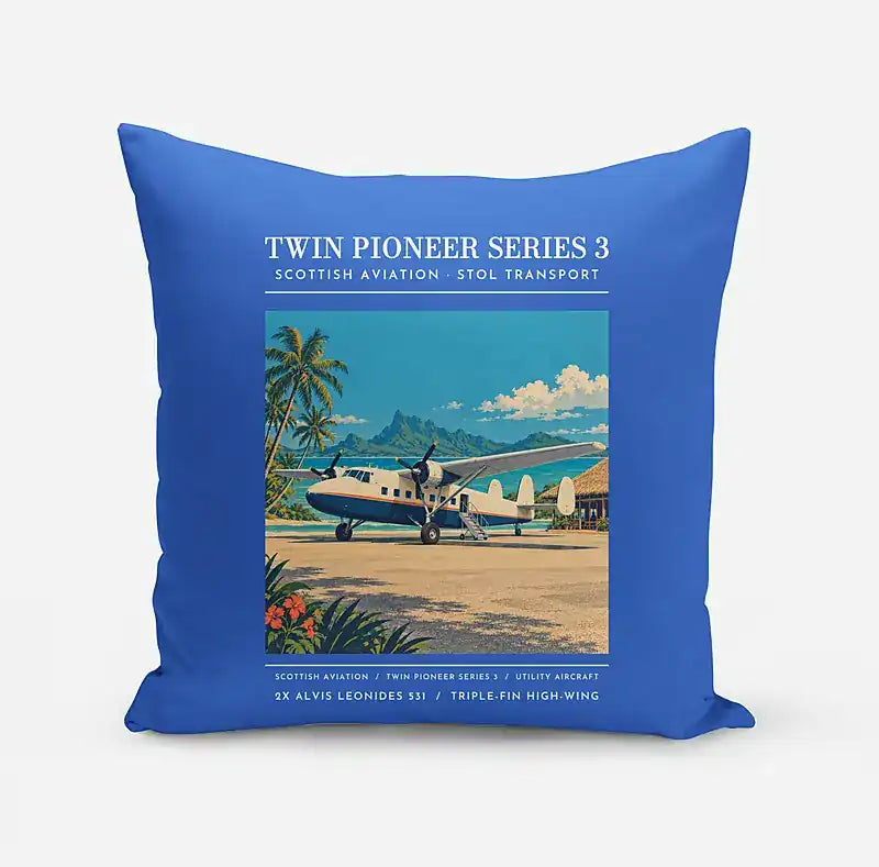 Scottish Aviation Twin Pioneer Series 3 - Poster - Pillow - Blue