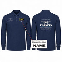 Thumbnail for Scottish Aviation Twin Pioneer Series 3 Premium Polo T-Shirts - Heritage + Name - Long Sleeve - Dark Blue