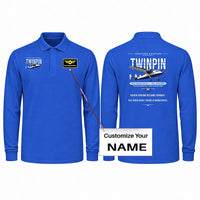 Thumbnail for Scottish Aviation Twin Pioneer Series 3 Premium Polo T-Shirts - Original + Name - Long Sleeve - Blue