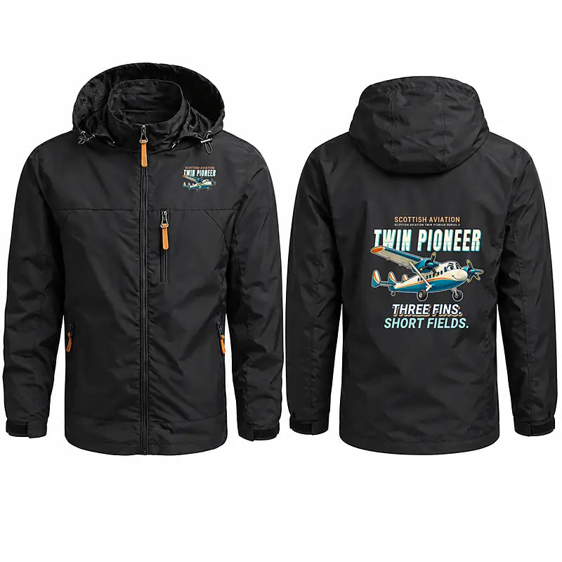 Scottish Aviation Twin Pioneer Series 3 Stylish Jackets - Hooded Windbreaker - Cartoon - Black