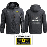 Thumbnail for Scottish Aviation Twin Pioneer Series 3 Stylish Jackets - Hooded Windbreaker - Heritage + Name - Charcoal