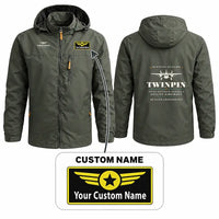 Thumbnail for Scottish Aviation Twin Pioneer Series 3 Stylish Jackets - Hooded Windbreaker - Heritage + Name - Olive Green