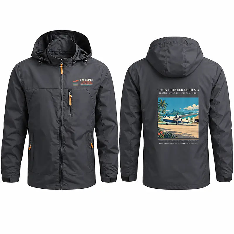 Scottish Aviation Twin Pioneer Series 3 Stylish Jackets - Hooded Windbreaker - Poster - Charcoal