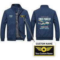 Thumbnail for Scottish Aviation Twin Pioneer Series 3 Stylish Jackets - Stand Collar - Cartoon + Name - Navy Blue