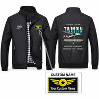 Thumbnail for Scottish Aviation Twin Pioneer Series 3 Stylish Jackets - Stand Collar - Original + Name - Black