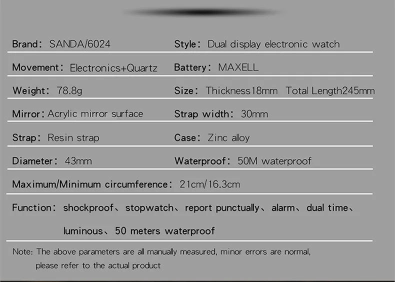 Shock Resistant Waterproof Digital Watch with LED Night Light