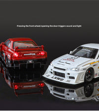 Thumbnail for 1:24 Scale GTR R34 Wide Body Alloy Model Decorate Sports Car With LED Lights Engine Sound Effects Diecast