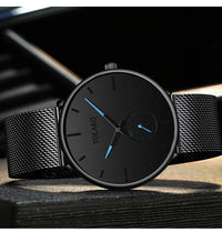 Thumbnail for Watch for Men Quartz Watch Business Stainless Steel Mesh Strap Watches Men Popular Black Dial Simple Relojes Para Hombres