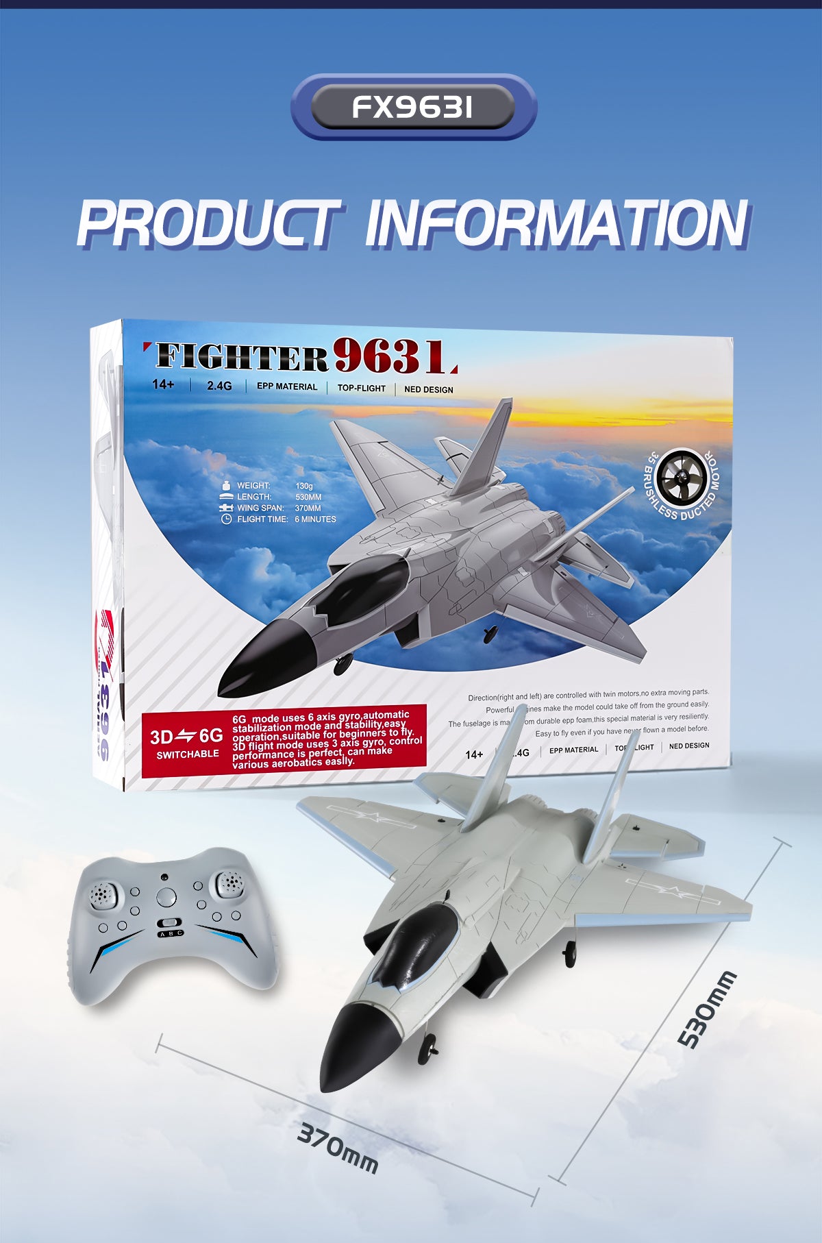 Thelink FX9631 RC Plane 2.4G 4Channels Airplane J-35 Remote Control