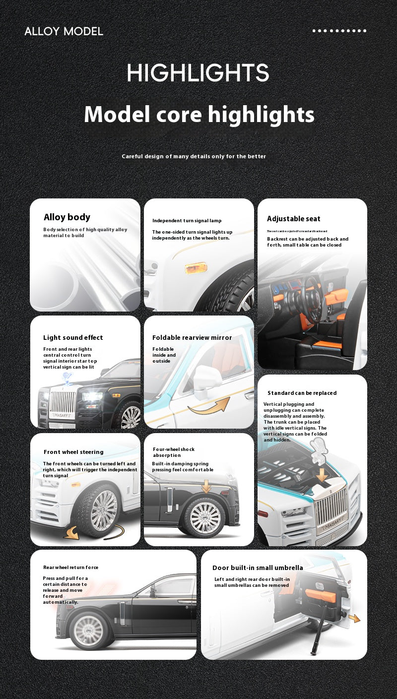 1:22 Rolls-Royce Phantom Wraith  Model Car Alloy Diecast 7 Doors Opened Sound Light