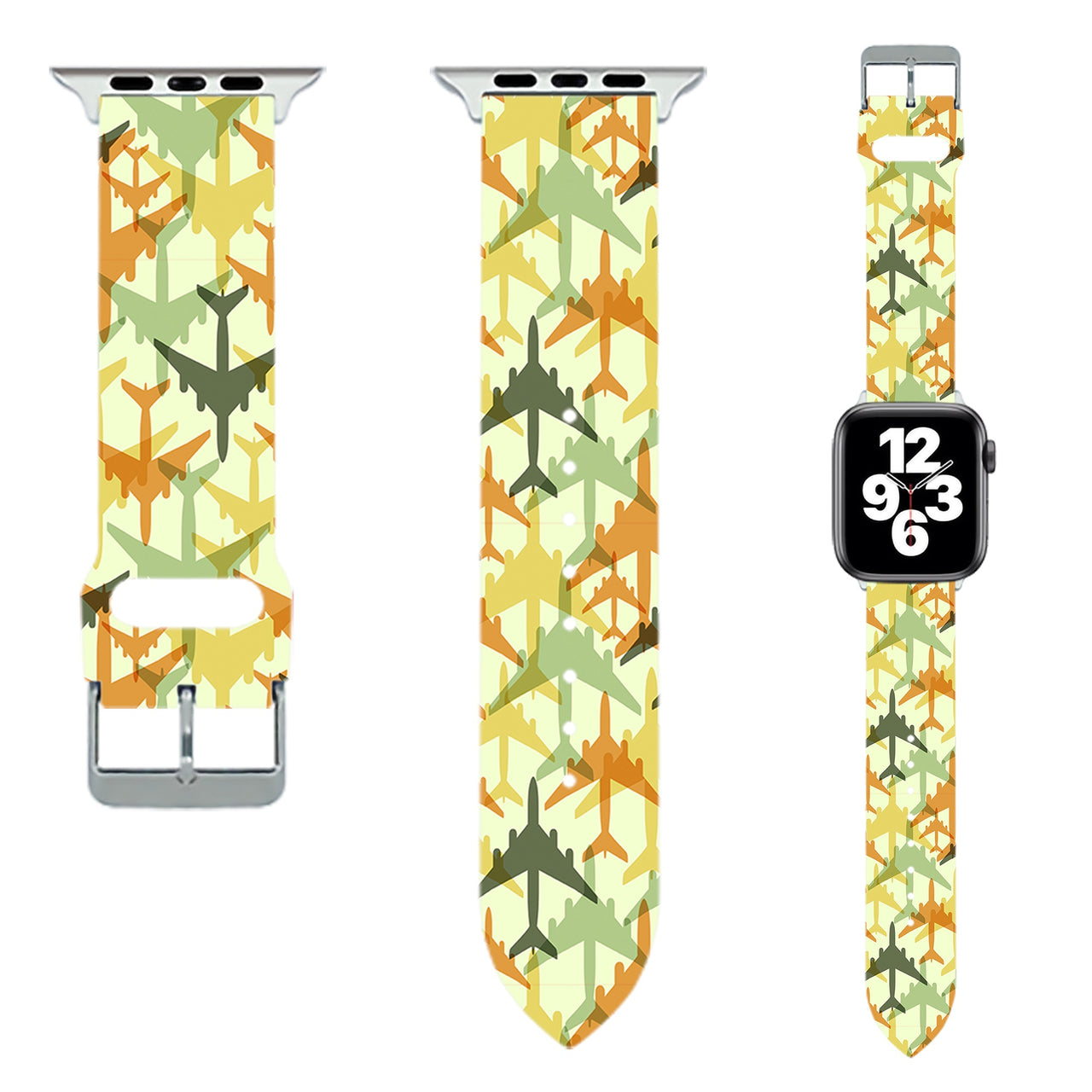Seamless Colourful Airplanes Designed Soft Silicone Apple Watch Bands