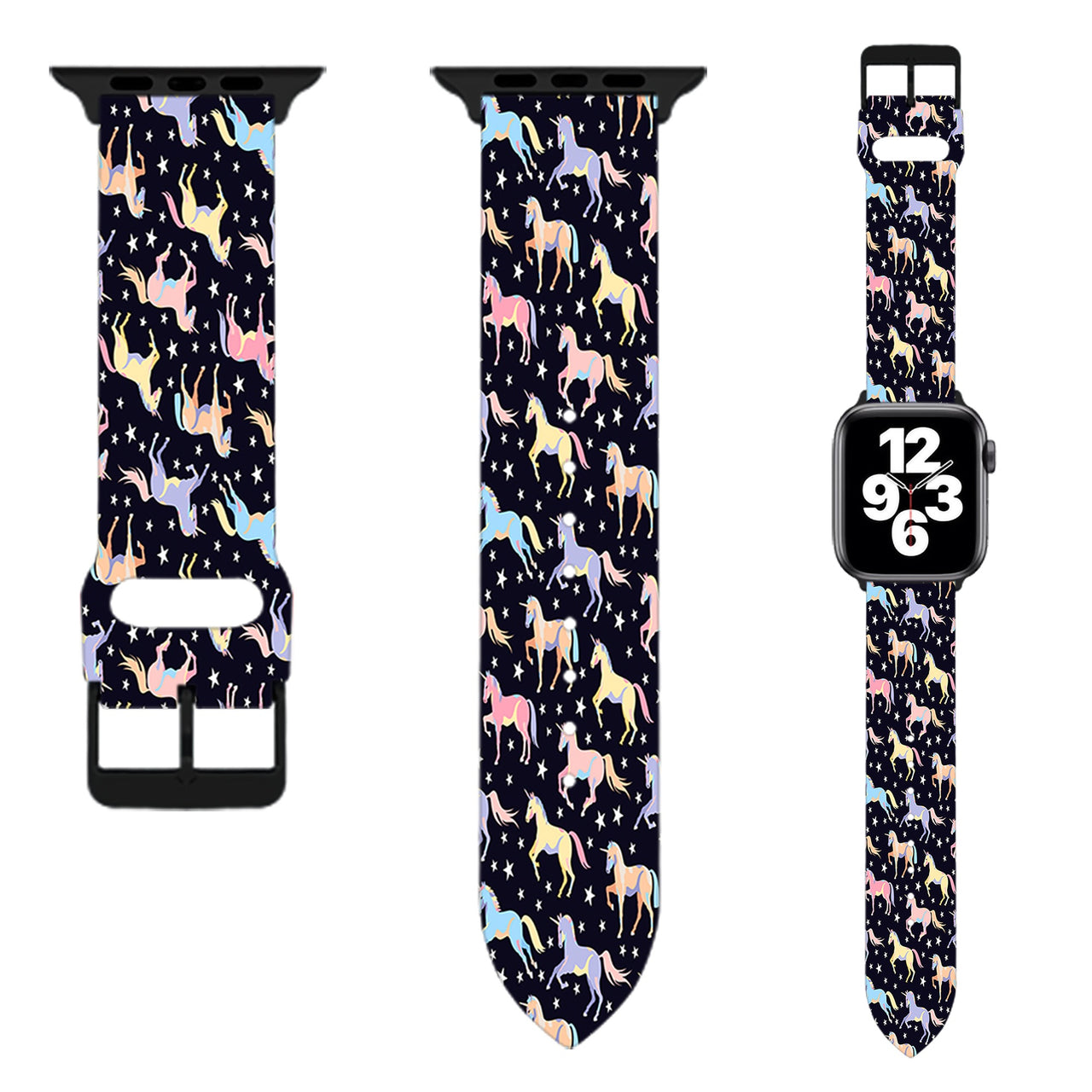 Seamless Colourful Unicorns Designed Soft Silicone Apple Watch Bands