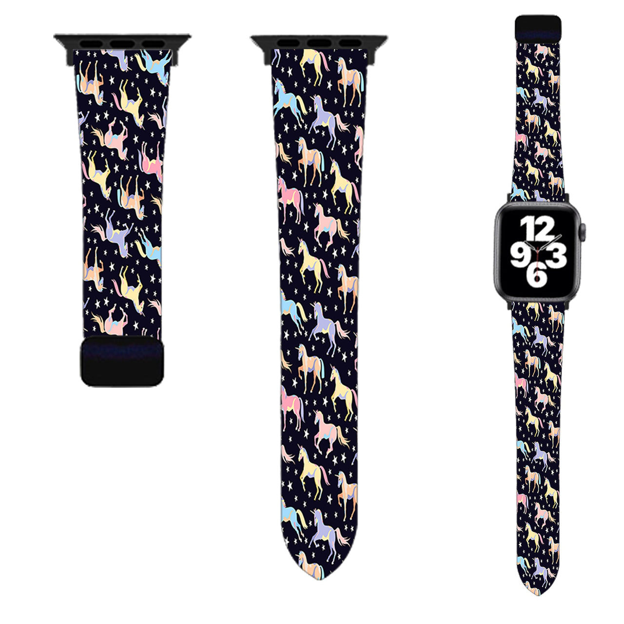 Seamless Colourful Unicorns Designed Soft Silicone Apple Watch Bands