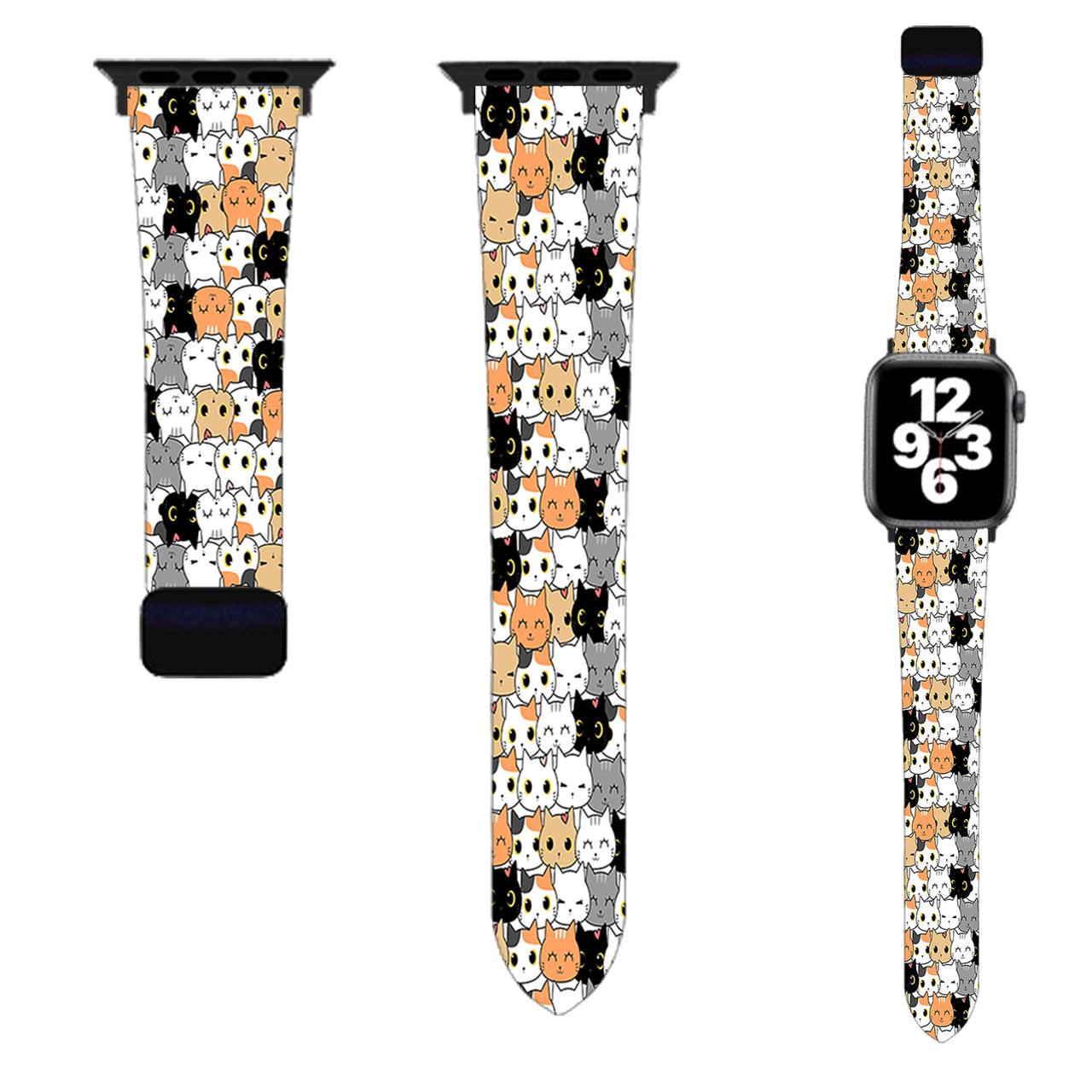 Seamless Funny Cats Designed Soft Silicone Apple Watch Bands