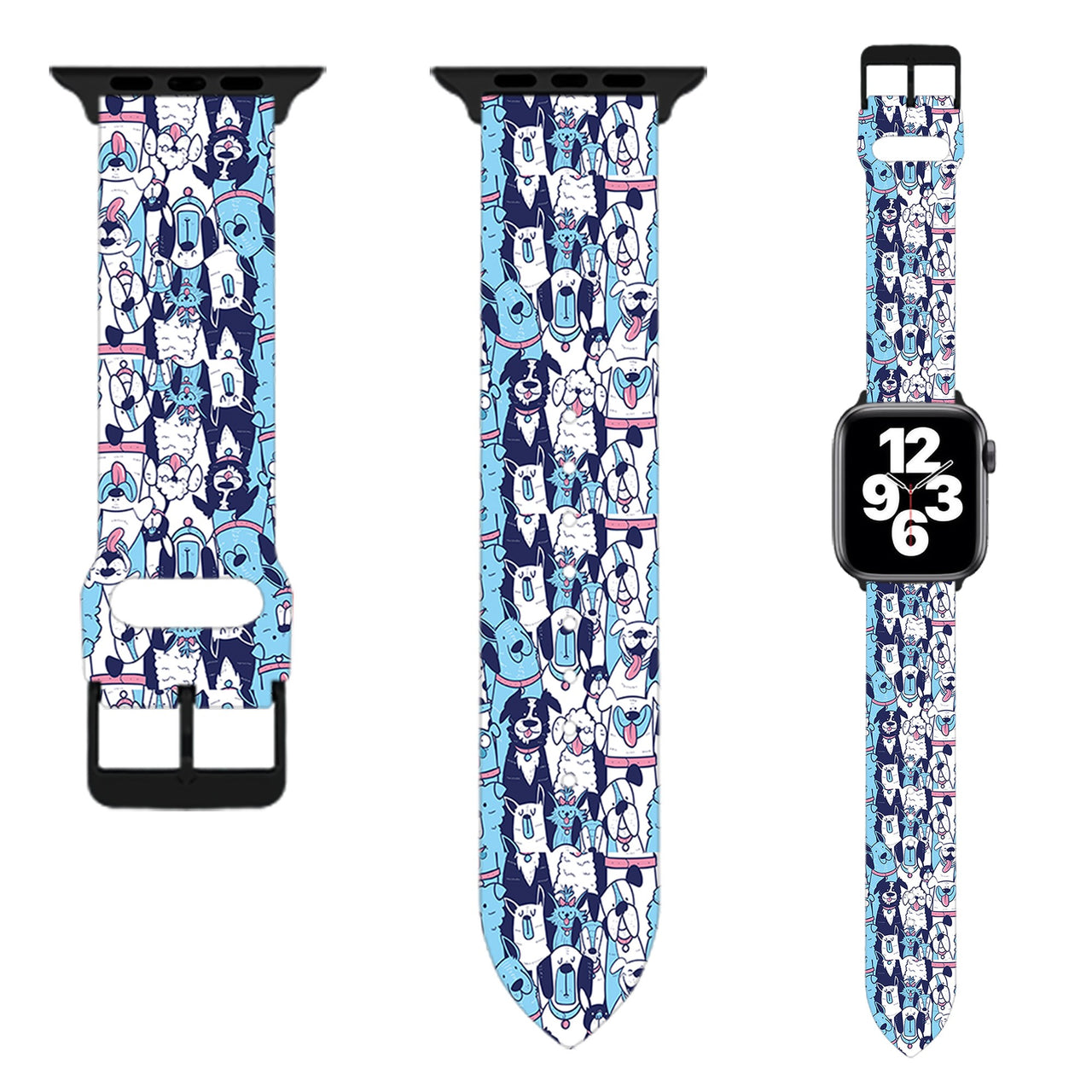 Seamless Funny Dogs Designed Soft Silicone Apple Watch Bands