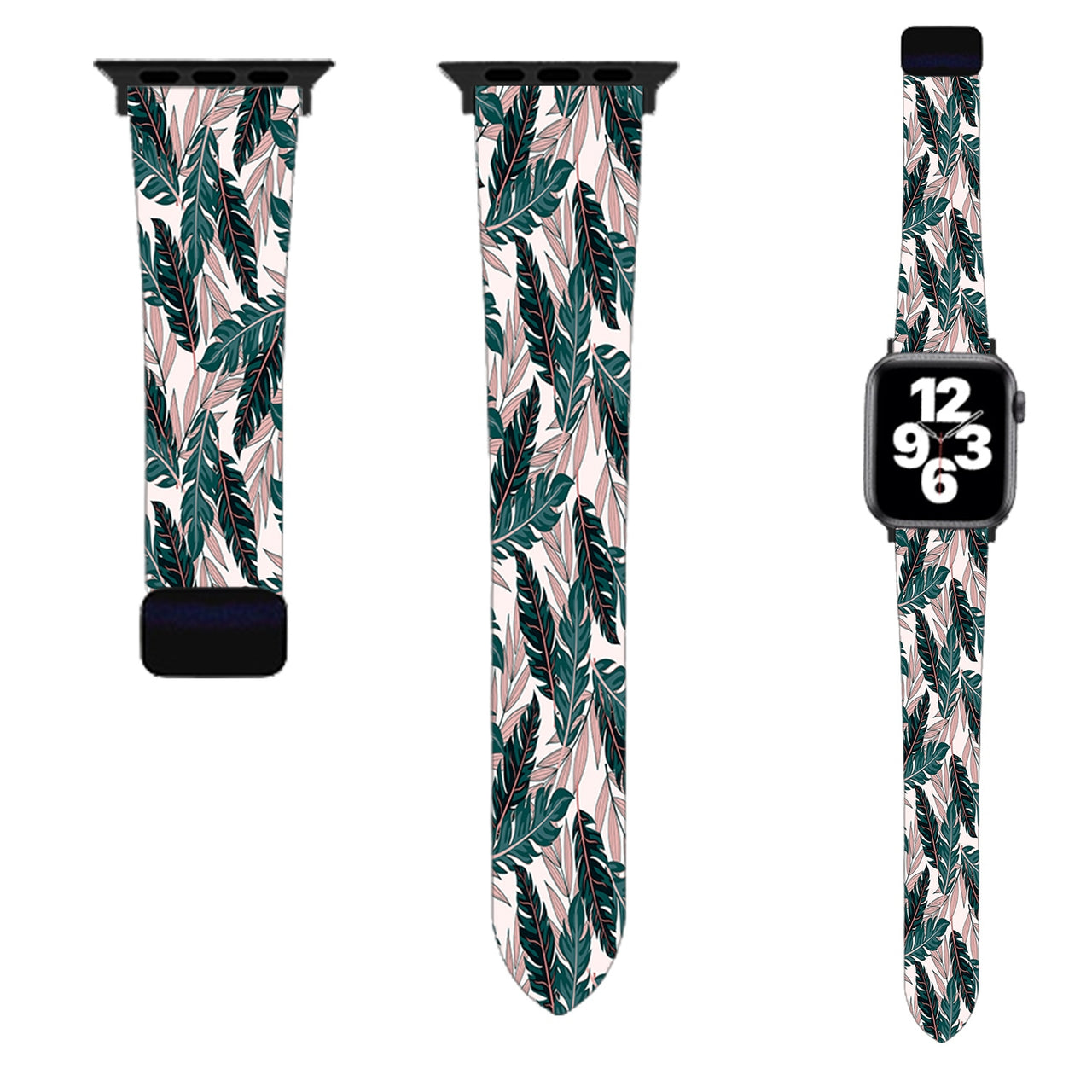 Seamless Palm Leafs Designed Soft Silicone Apple Watch Bands