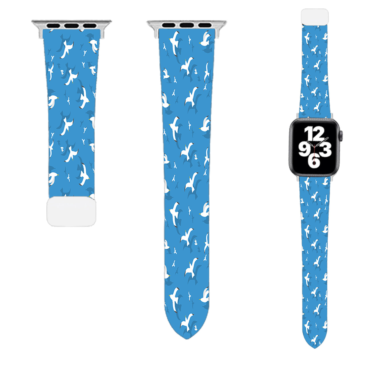 Seamless Seagulls Designed Soft Silicone Apple Watch Bands