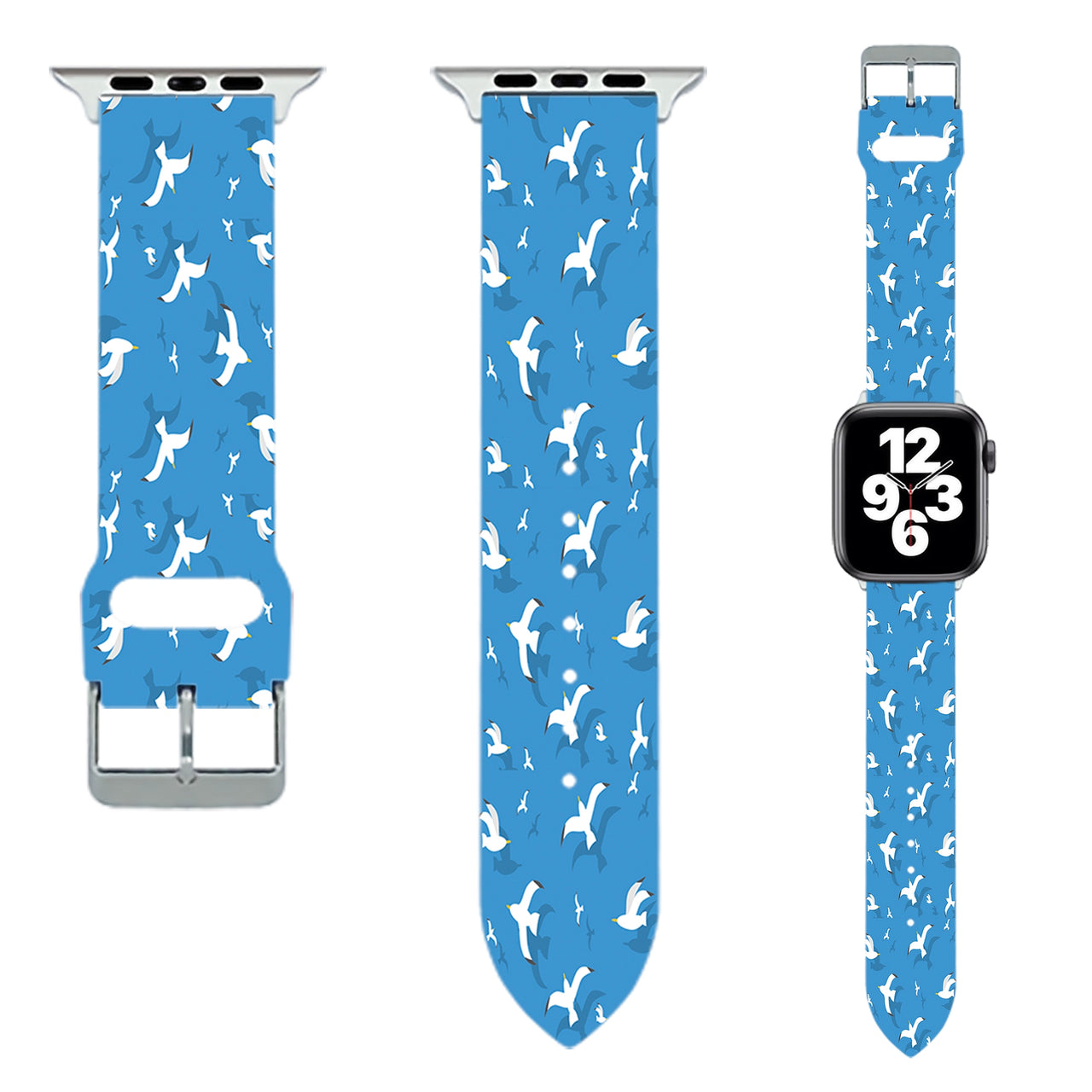 Seamless Seagulls Designed Soft Silicone Apple Watch Bands