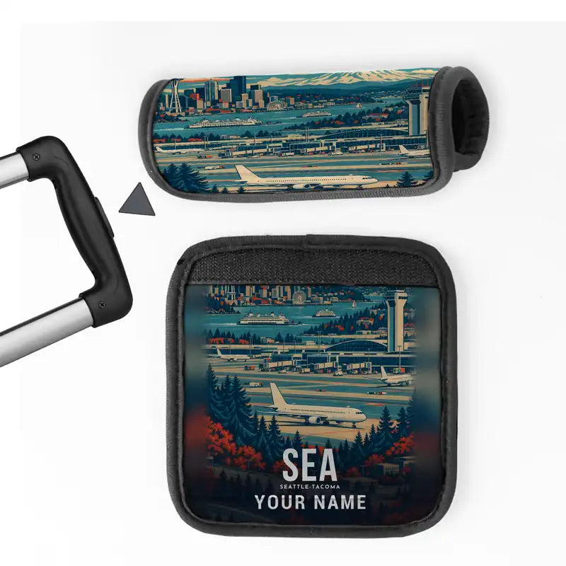 Seattle-Tacoma International Airport (SEA) Luggage Handle Covers - 3D Full Print + Name