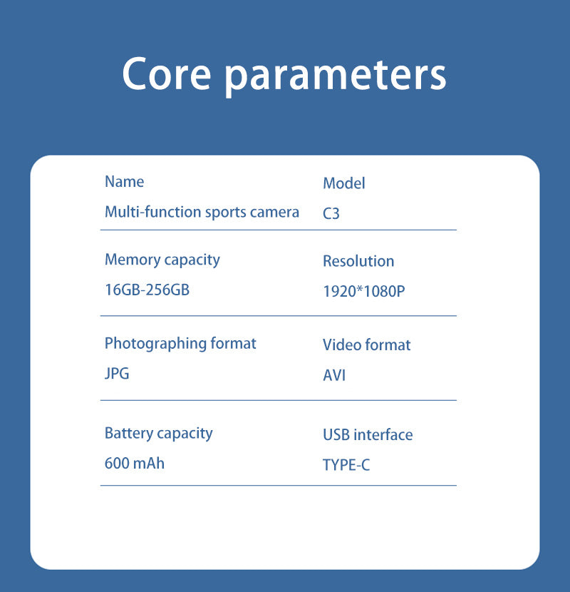 HD Pocket Action Camera with WiFi, Anti-Shake, Waterproof Case for Helmet/Bicycle With 16GB card