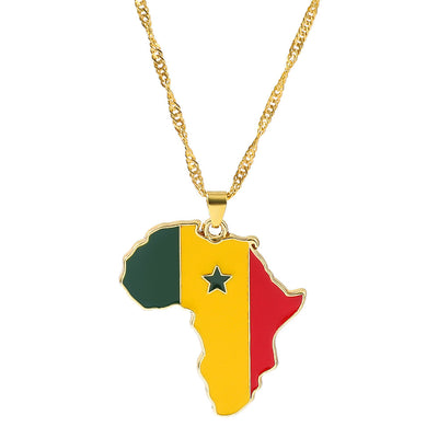 Senegal Map Flag Necklace