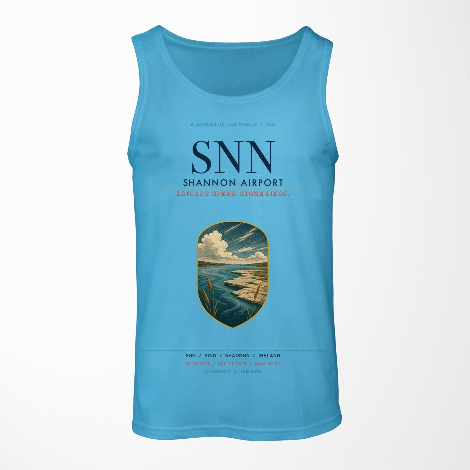 Shannon Airport (SNN) design on sky blue tank top