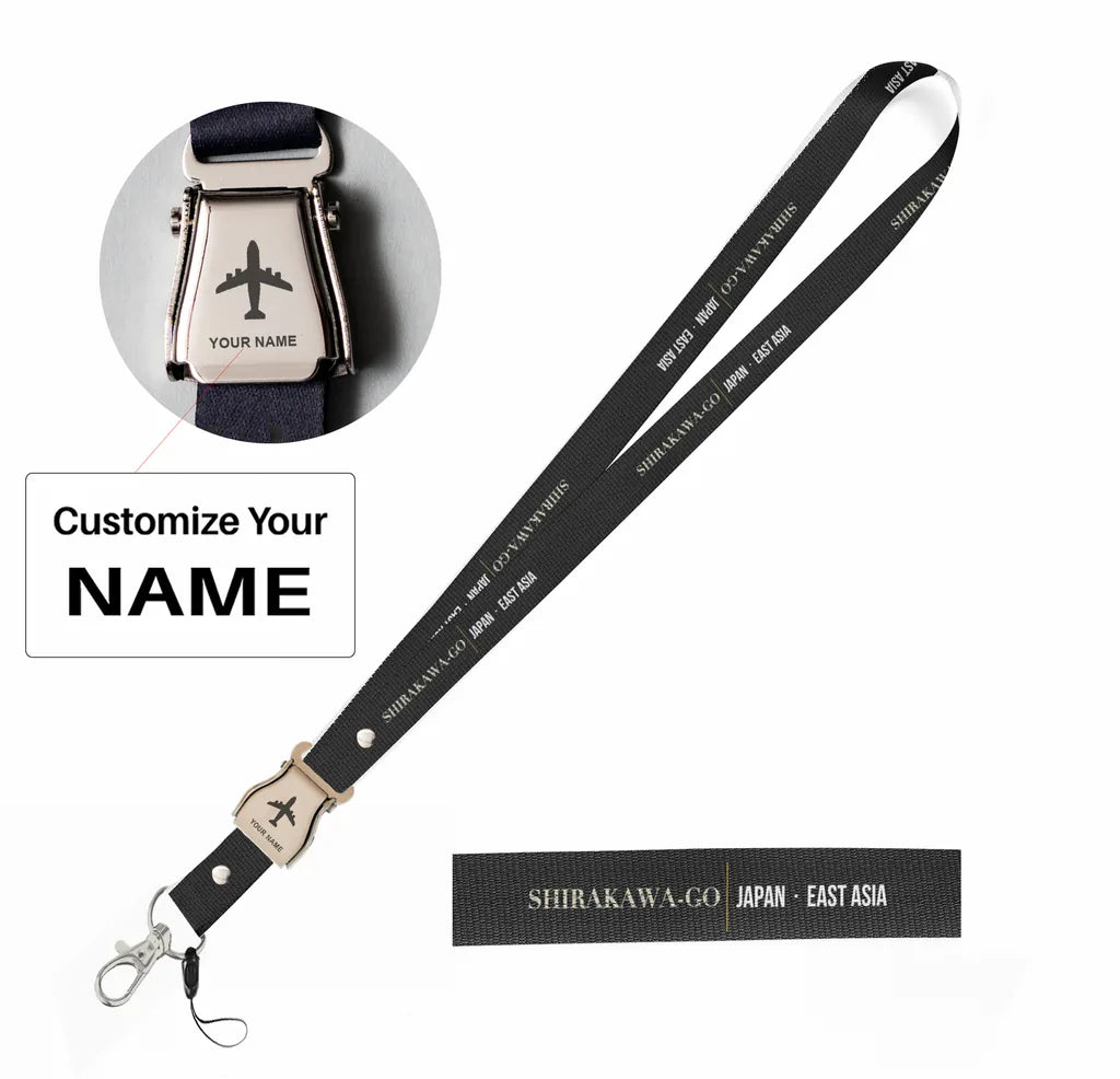 Shirakawa-Go City Series seat belt lanyard - black with name